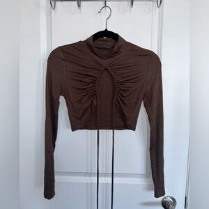 One of the Girls Long Sleeve Crop Mocha - White Fox Boutique